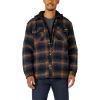 Men's Dickies Fleece Hooded Flannel Shirt Jacket with Hydroshield -Mens Winter Outdoor Clothing Shop 4941775 Ink Navy Brown Plaid