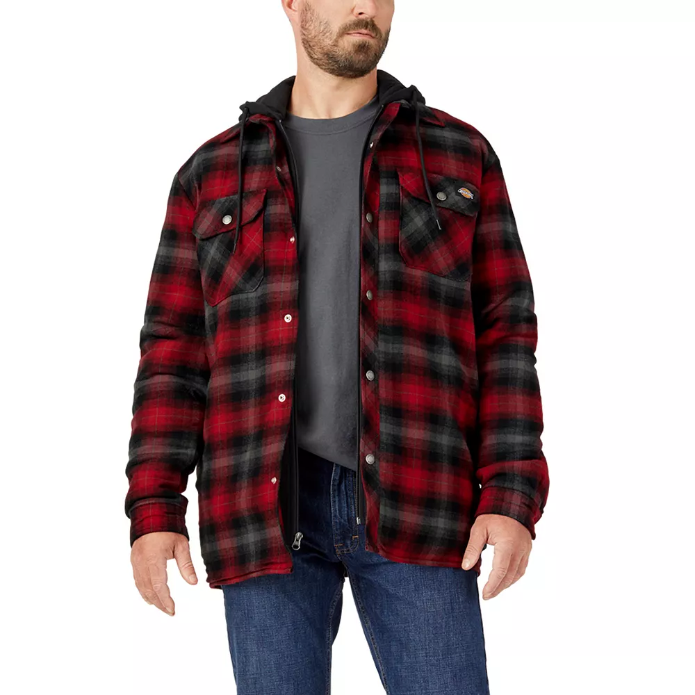 Men's Dickies Fleece Hooded Flannel Shirt Jacket with Hydroshield 5 Men's Dickies Fleece Hooded Flannel Shirt Jacket with Hydroshield - Image 3