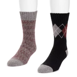 Men's MUK LUKS 2-pack Wool-Blend Boot Socks 9 Men's MUK LUKS 2-pack Wool-Blend Boot Socks -Mens Winter Outdoor Clothing Shop 5033836 Burgundy Black