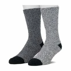 Cuddl Duds Socks For Men 2-Pack Patterned & Solid Ultra Soft and Cozy Crew Socks -Mens Winter Outdoor Clothing Shop 5048704 Black