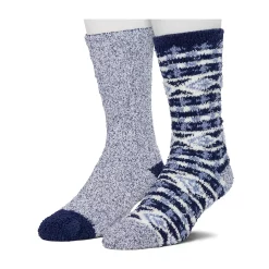 Cuddl Duds Socks For Men 2-Pack Patterned & Solid Ultra Soft and Cozy Crew Socks -Mens Winter Outdoor Clothing Shop 5048704 Medievil Blue