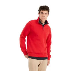 Men's Tommy Hilfiger Logo Quarter-Zip Top -Mens Winter Outdoor Clothing Shop 5090444 Haute Red