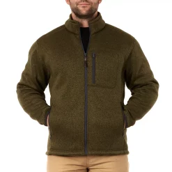 Men's Smith's Workwear Sherpa-Lined Sweater Fleece Jacket -Mens Winter Outdoor Clothing Shop 5156342 Olive Heather