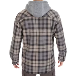 Men's Smith's Workwear Plaid Sherpa-Lined Microfleece Hooded Shirt Jacket -Mens Winter Outdoor Clothing Shop 5156351 ALT
