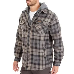 Men's Smith's Workwear Plaid Sherpa-Lined Microfleece Hooded Shirt Jacket -Mens Winter Outdoor Clothing Shop 5156351 ALT2