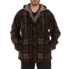 Men's Smith's Workwear Plaid Sherpa-Lined Microfleece Hooded Shirt Jacket -Mens Winter Outdoor Clothing Shop 5156351 Brown
