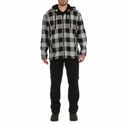 Men's Smith's Workwear Buffalo Plaid Sweater Fleece Hooded Jacket -Mens Winter Outdoor Clothing Shop 5156714 ALT5