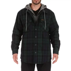 Men's Smith's Workwear Sherpa-Lined Hooded Flannel Shirt Jacket -Mens Winter Outdoor Clothing Shop 5156716 Blackwatch