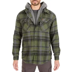 Men's Smith's Workwear Sherpa-Lined Hooded Flannel Shirt Jacket -Mens Winter Outdoor Clothing Shop 5156716 Green