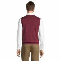Men's Lands' End Fine-Gauge Supima Cotton Sweater Vest -Mens Winter Outdoor Clothing Shop 5236239 ALT
