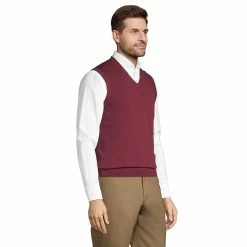 Men's Lands' End Fine-Gauge Supima Cotton Sweater Vest -Mens Winter Outdoor Clothing Shop 5236239 ALT2