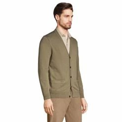 Men's Lands' End Classic-Fit Supima Cotton Cardigan Sweater -Mens Winter Outdoor Clothing Shop 5236268 ALT2