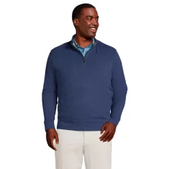 Big & Tall Lands' End Bedford Regular-Fit Rib Quarter-Zip Sweater -Mens Winter Outdoor Clothing Shop 5244746 Medium Denim Heather