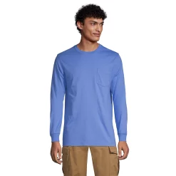 Big & Tall Lands' End Super-T Pocket Tee -Mens Winter Outdoor Clothing Shop 5245126 Chicory Blue