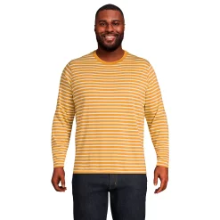 Big & Tall Lands' End Classic-Fit Supima Tee -Mens Winter Outdoor Clothing Shop 5247867 Golden Brown Stripe