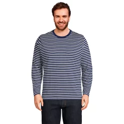 Big & Tall Lands' End Classic-Fit Supima Tee -Mens Winter Outdoor Clothing Shop 5247867 Navy Ivory Stripe