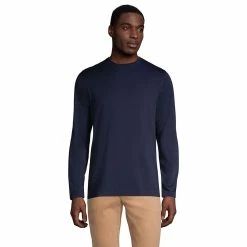 Big & Tall Lands' End Classic-Fit Supima Tee -Mens Winter Outdoor Clothing Shop 5247867 Radiant Navy