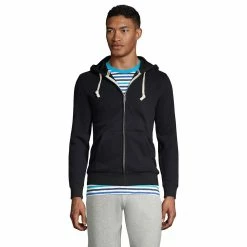 Big & Tall Lands' End Serious Sweats Full-Zip Hoodie -Mens Winter Outdoor Clothing Shop 5247869 Black