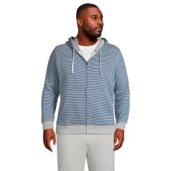 Big & Tall Lands' End Serious Sweats Full-Zip Hoodie -Mens Winter Outdoor Clothing Shop 5247869 Blue Gray Stripe