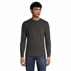 Big & Tall Lands' End Super-T Pocket Tee -Mens Winter Outdoor Clothing Shop 5247872 Dk Charcoal Heather