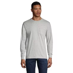 Big & Tall Lands' End Super-T Pocket Tee -Mens Winter Outdoor Clothing Shop 5247872 Gray Heather