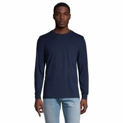 Big & Tall Lands' End Super-T Pocket Tee -Mens Winter Outdoor Clothing Shop 5247872 Radiant Navy