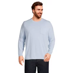 Big & Tall Lands' End Super-T Pocket Tee -Mens Winter Outdoor Clothing Shop 5247872 Soft Blue Haze