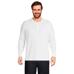 Big & Tall Lands' End Super-T Classic-Fit Henley -Mens Winter Outdoor Clothing Shop 5247875 White