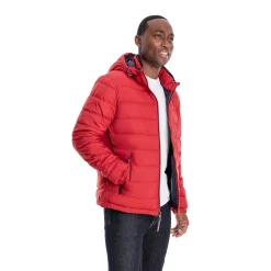 Men's London Fog Hooded Puffer Jacket -Mens Winter Outdoor Clothing Shop 5301226 Red