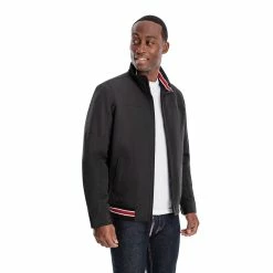 Men's London Fog Striped Bomber Jacket -Mens Winter Outdoor Clothing Shop 5301227 Black