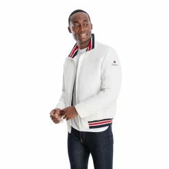 Men's London Fog Striped Bomber Jacket -Mens Winter Outdoor Clothing Shop 5301227 White