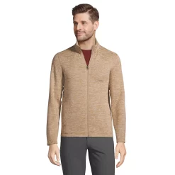 Big & Tall Lands' End Sweater Fleece Jacket -Mens Winter Outdoor Clothing Shop 5340876 Rich Camel Heather