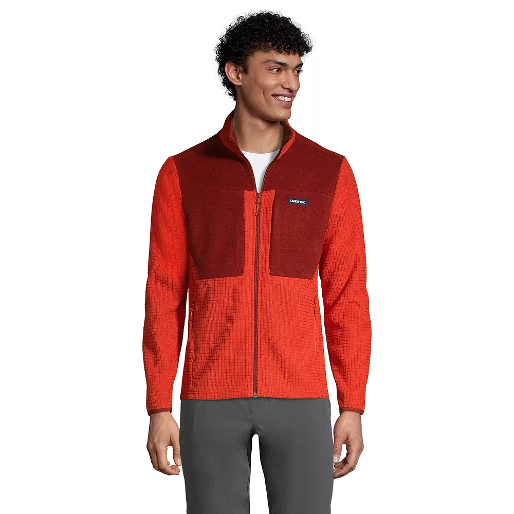 Big & Tall Lands' End Colorblock Grid Fleece Jacket 4 Big & Tall Lands' End Colorblock Grid Fleece Jacket - Image 2