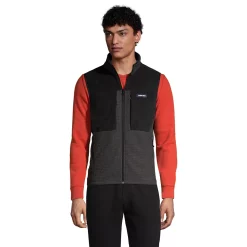 Big & Tall Lands' End Colorblock Grid Fleece Vest -Mens Winter Outdoor Clothing Shop 5340915 Grey