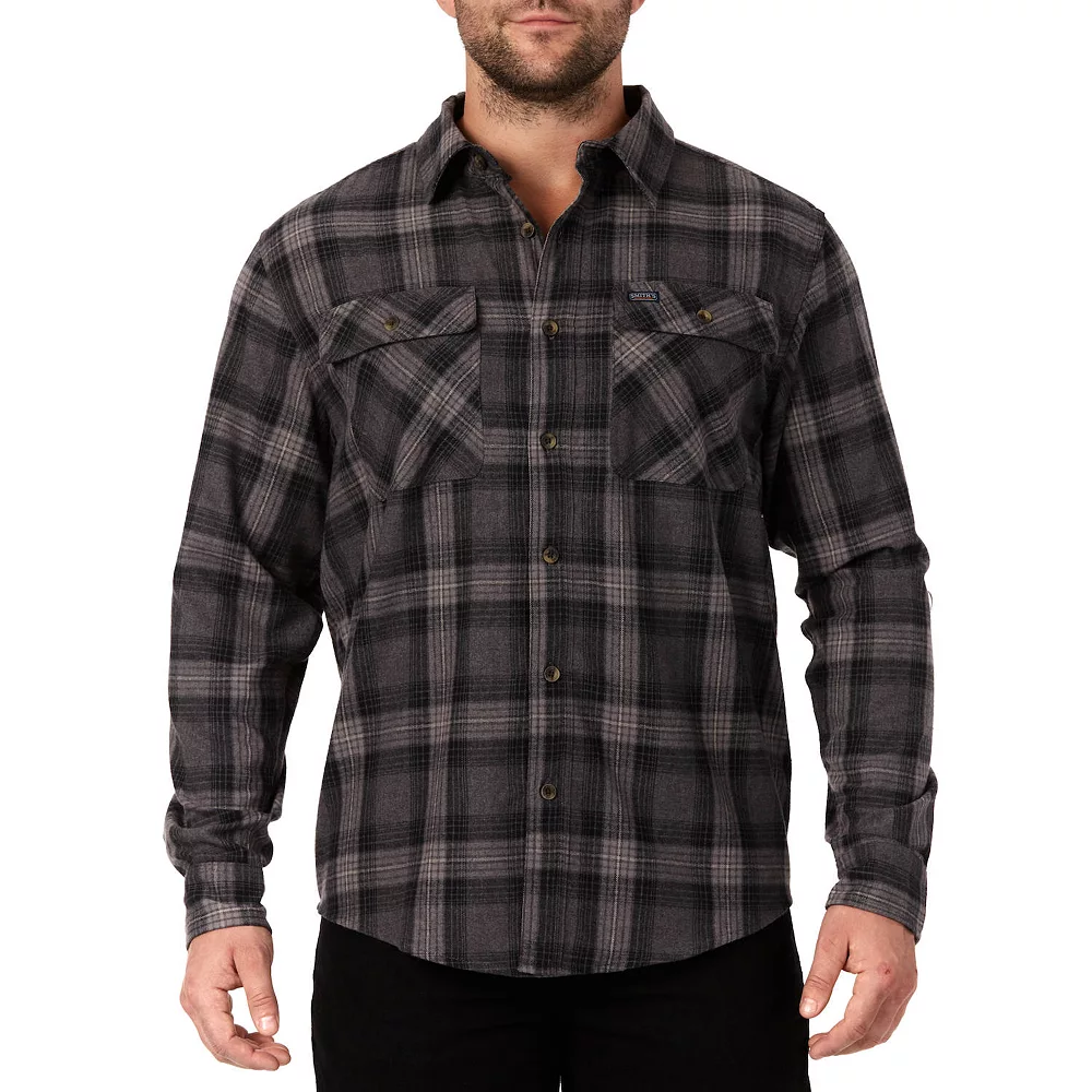 Men's Smith's Workwear Regular-Fit Plaid Two-Pocket Flannel Button-Down Shirt 6 Men's Smith's Workwear Regular-Fit Plaid Two-Pocket Flannel Button-Down Shirt - Image 4