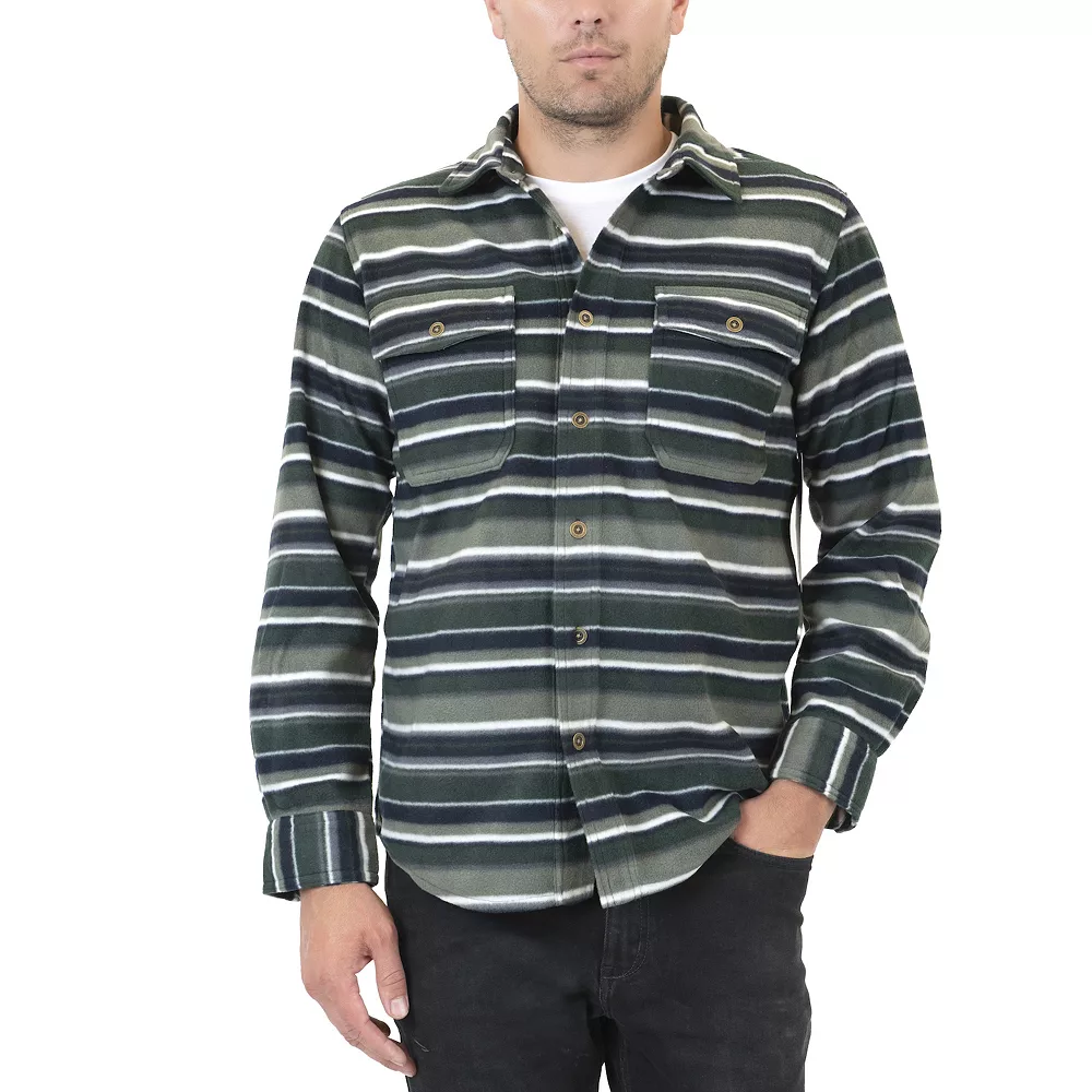 Men's Mountain and Isles Baja Stripe Regular-Fit Super-Soft Polar Fleece Button-Down Shirt 4 Men's Mountain and Isles Baja Stripe Regular-Fit Super-Soft Polar Fleece Button-Down Shirt - Image 2