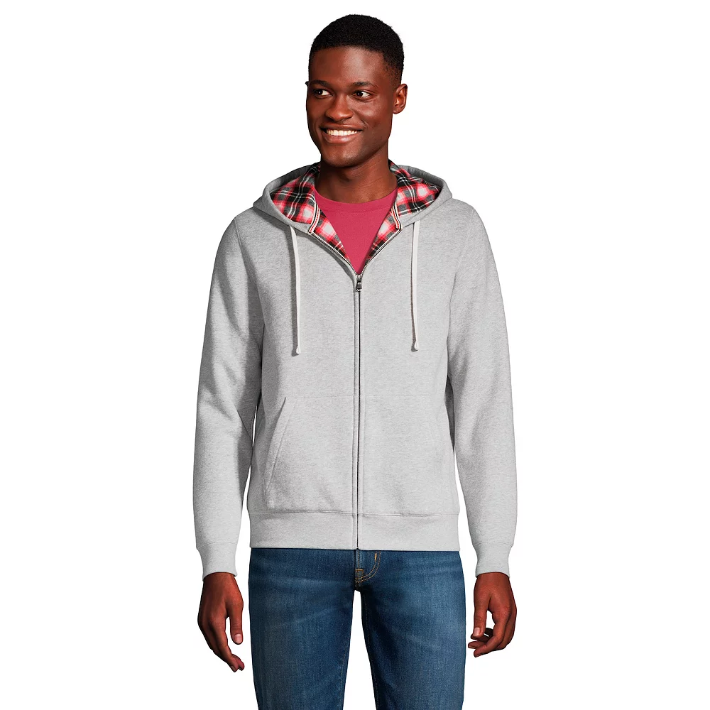 Big & Tall Lands' End Serious Sweats Flannel-Lined Full-Zip Hoodie 4 Big & Tall Lands' End Serious Sweats Flannel-Lined Full-Zip Hoodie - Image 2