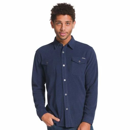 Men's Eddie Bauer Chutes Microfleece Shacket -Mens Winter Outdoor Clothing Shop 5568118 Medium Indigo