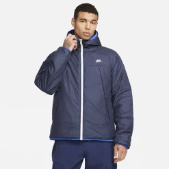 Men's Nike Therma-FIT Legacy Reversible Hooded Jacket -Mens Winter Outdoor Clothing Shop 5581463 Obsidian Game Royal