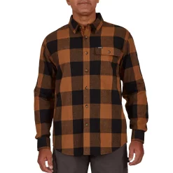 Men's Smith's Workwear Relaxed-Fit Buffalo Plaid Flannel Button-Down Shirt -Mens Winter Outdoor Clothing Shop 5581511 Copper Black