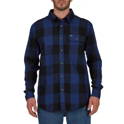 Men's Smith's Workwear Relaxed-Fit Buffalo Plaid Flannel Button-Down Shirt -Mens Winter Outdoor Clothing Shop 5581511 Dark Black