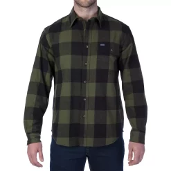 Men's Smith's Workwear Relaxed-Fit Buffalo Plaid Flannel Button-Down Shirt -Mens Winter Outdoor Clothing Shop 5581511 Olive Black