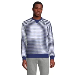 Men's Lands' End Serious Sweats French Terry Crewneck Sweatshirt -Mens Winter Outdoor Clothing Shop 5582142 Navy Ivory Stripe
