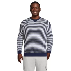 Big & Tall Lands' End Serious Sweats Striped French Terry Crewneck Sweatshirt