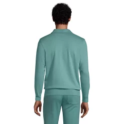 Big & Tall Lands' End Serious Sweats French Terry Quarter-Zip Polo -Mens Winter Outdoor Clothing Shop 5583154 ALT