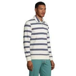 Big & Tall Lands' End Serious Sweats Striped French Terry Quarter-Zip Polo -Mens Winter Outdoor Clothing Shop 5583155 ALT2