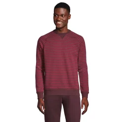 Big & Tall Lands' End French Terry Crewneck Sweatshirt 11 Big & Tall Lands' End French Terry Crewneck Sweatshirt -Mens Winter Outdoor Clothing Shop 5583156 Wine Burgundy Stripe