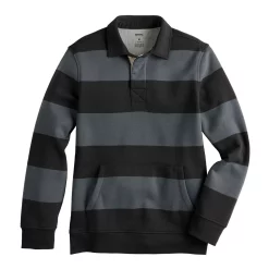 Men's Sonoma Goods For Life® Striped Fleece Rugby Pullover -Mens Winter Outdoor Clothing Shop 5589033 ALT2