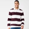 Men's Sonoma Goods For Life® Striped Fleece Rugby Pullover -Mens Winter Outdoor Clothing Shop 5589033 Plum Stripe