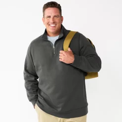Big & Tall Sonoma Goods For Life® Quarter-Zip Fleece 19 Big & Tall Sonoma Goods For Life® Quarter-Zip Fleece -Mens Winter Outdoor Clothing Shop 5591255 Gray Solid